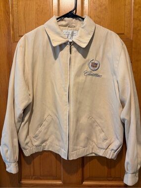 TEHAMA pale yellow Cadillac Embroidered Bomber Jacket